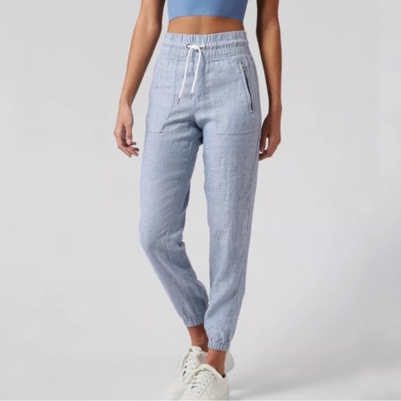 Athleta Cabo Linen Blue Joggers - Picture 1 of 5